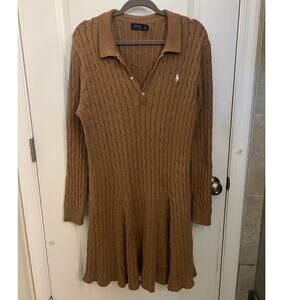 Polo Ralph Lauren cable-knit Sweater dress XXL Tan Academia preppy Old Money